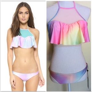 Wildfox Pastel Rainbow Bikini Set